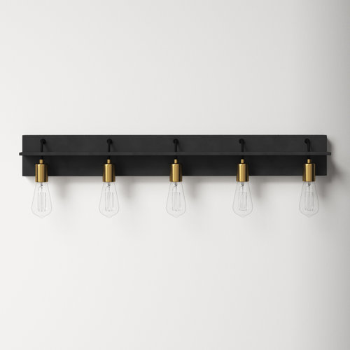 AllModern Lonnie 5 Light Dimmable Black/Aged Brass Bath Bar & Reviews